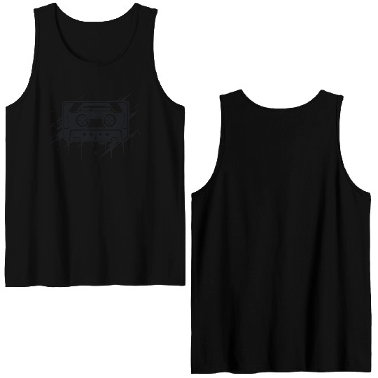 A vintage-inspired illustration of cassette tape Double Sided Tank Tops