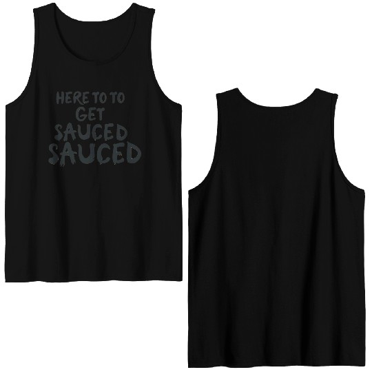 Here To Get Sauced Funny Cranberry Sauce Thanksgiv Double Sided Tank Tops