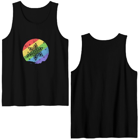 Christmas snowflake rainbow Double Sided Tank Tops