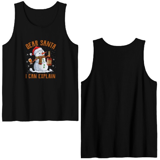 Snowman Dear Santa I can Explain Funny Snow Double Sided Tank Tops