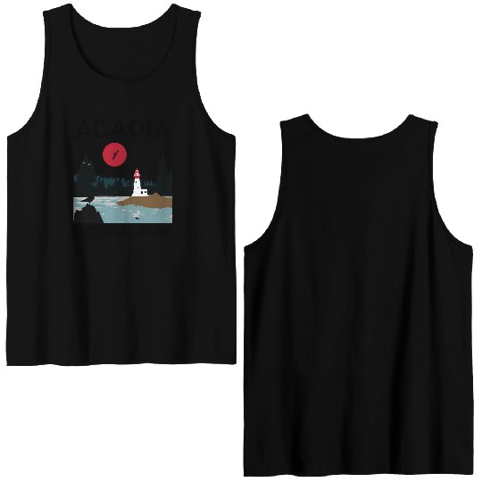 Acadia National Park 80s Maine Mount Island Double Sided Tank Tops