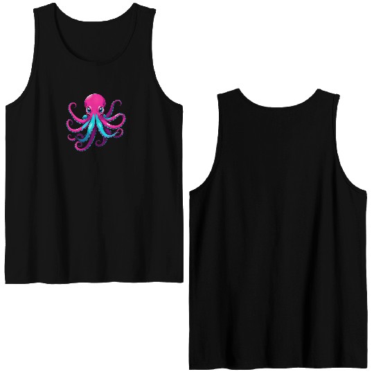 A Cartoonish Octopus in a Playful Pose Double Sided Tank Tops