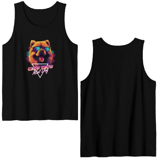 Retro Wave Chow Chow Hot Dog Double Sided Tank Tops