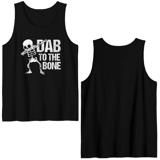 Dab To The Bone Dancing Skeleton Halloween Double Sided Tank Tops