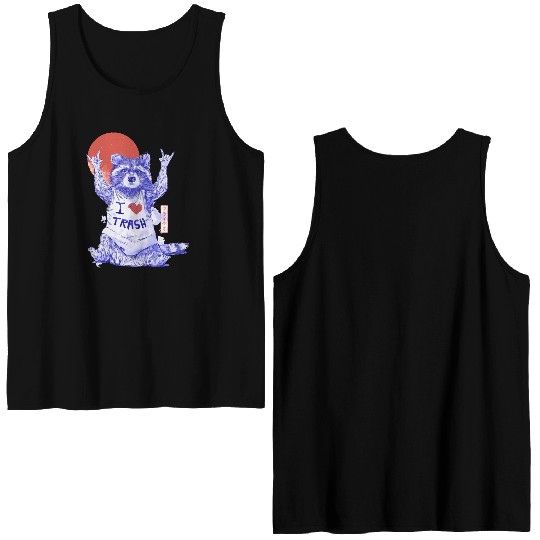 I Love Trash Cute Funny Metal Raccoon Gift Double Sided Tank Tops