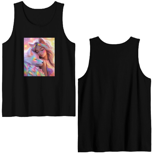 Rainbow Friends - White Wolf and Girl Double Sided Tank Tops