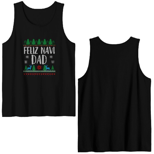 Feliz NAVIDad Funny Holiday Ugly Christmas Themed Double Sided Tank Tops