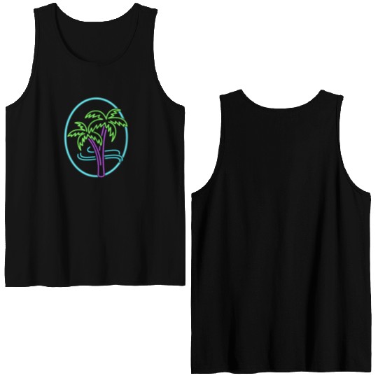Vacation Double Sided Tank Tops, Neon Palm Trees Double Sided Tank Tops, Gift For