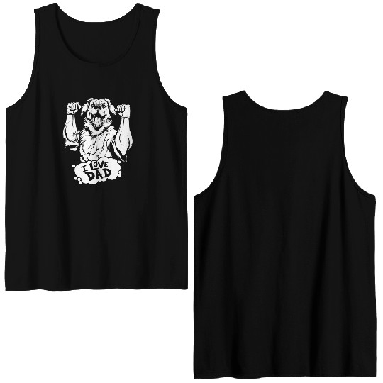 Australian Shepherd Aussie Dog I Love Dad Double Sided Tank Tops