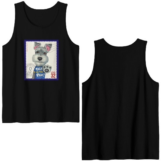 Cute Funny Schnauzer Stamp Double Sided Tank Tops