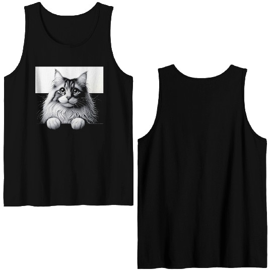 More Treats persian 1- Cute realistic cat drawing Double Sided Tank Tops