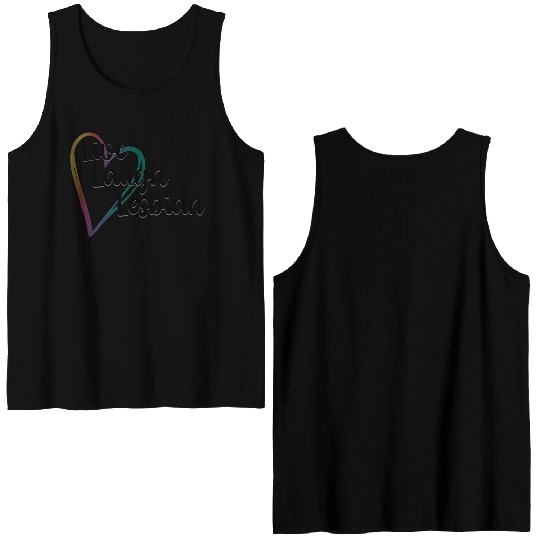 Live Laugh Lesbian LGBTQ Rainbow Heart Gay Pride Double Sided Tank Tops