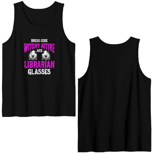 Halloween Librarian Bookworm Book Nerd Reading Lib Double Sided Tank Tops
