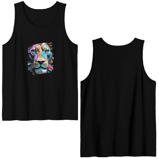 Lion 3D Image Double Sided Tank Tops