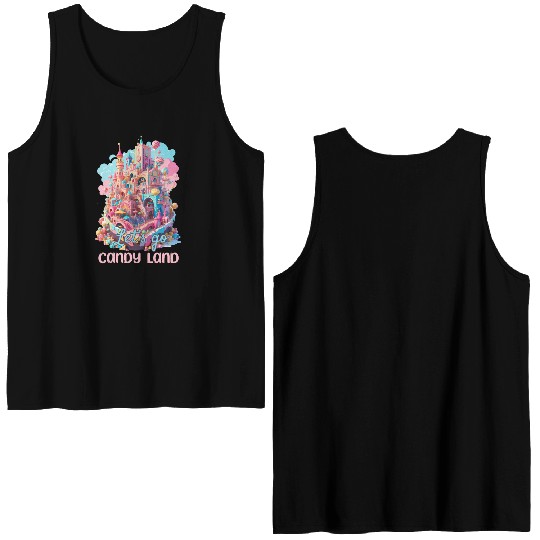 Let's Go Candy Land Graphic Double Sided Tank Tops