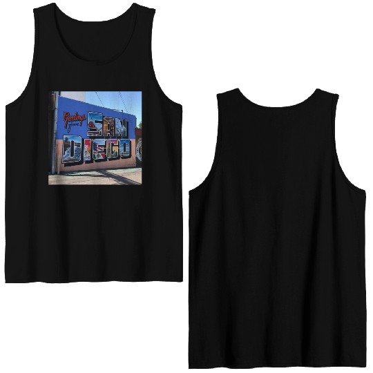 Greetings From San Diego Street Art Double Sided Tank Tops