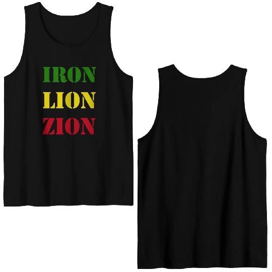 Iron Lion Zion, Jamaican Rasta Colors, Reggae Double Sided Tank Tops