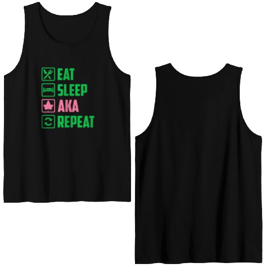 Eat Sleep AKA Repeat Alpha Kappa Alpha Womens Gift Double Sided Tank Tops