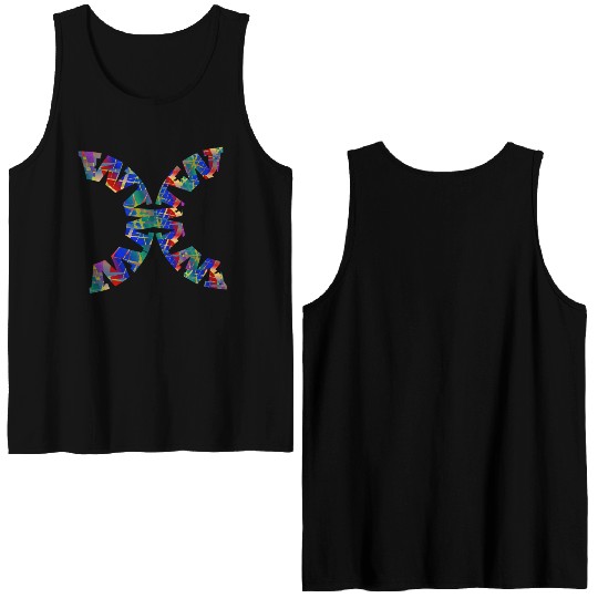 English-W alphabet black font letters Double Sided Tank Tops