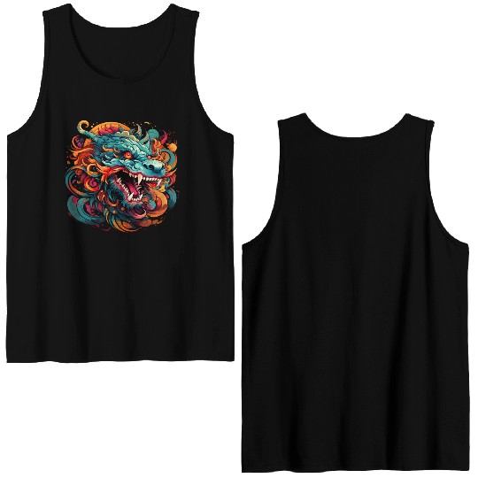 Modern Oriental Dragon Majesty Double Sided Tank Tops