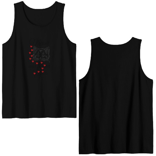 Meow And Forever Yours Valentines Day Kitten Double Sided Tank Tops