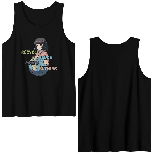 Recycle Reuse Renew Rethink Double Sided Tank Tops