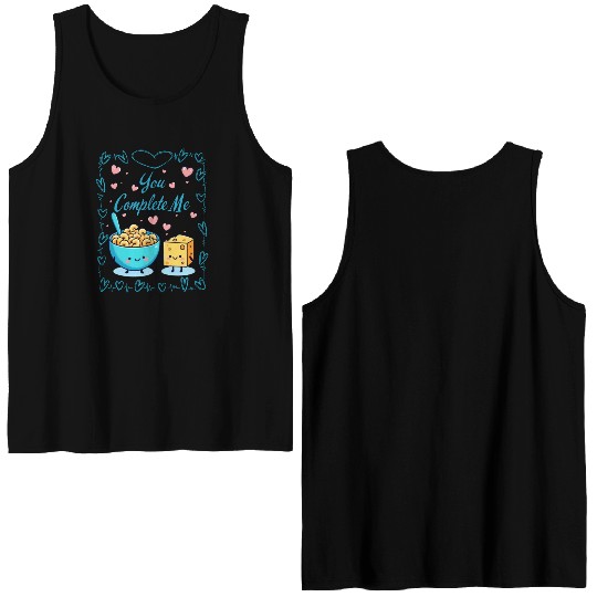 You Complete Me a cute kawaii noodles and cheese Double Sided Tank Tops