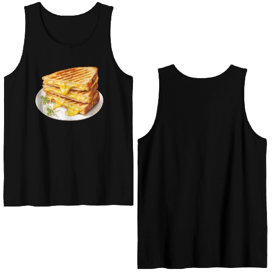 Plate of Grilled Cheese Sandwich Double Sided Tank Tops