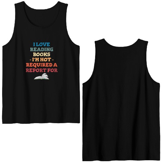 I Love Reading Books Bookworm Library Teachers Double Sided Tank Tops