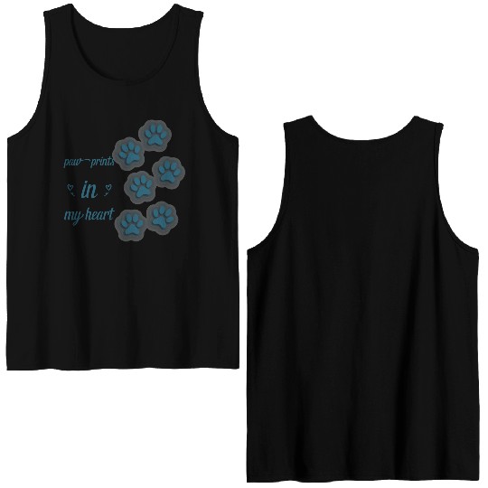 paw prints in my heart Double Sided Tank Tops