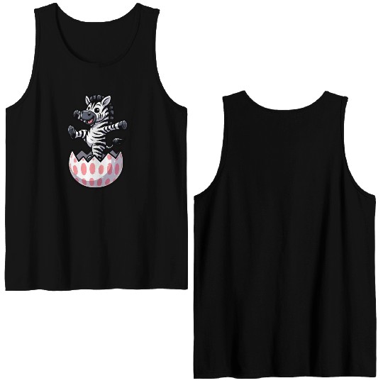 Easter Zebra Comic Easter Egg Double Sided Tank Tops