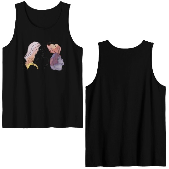 Lesbian Couple Simple Minimalistic Drawing Double Sided Tank Tops