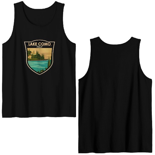 Lake Como Italy Travel Badge Double Sided Tank Tops