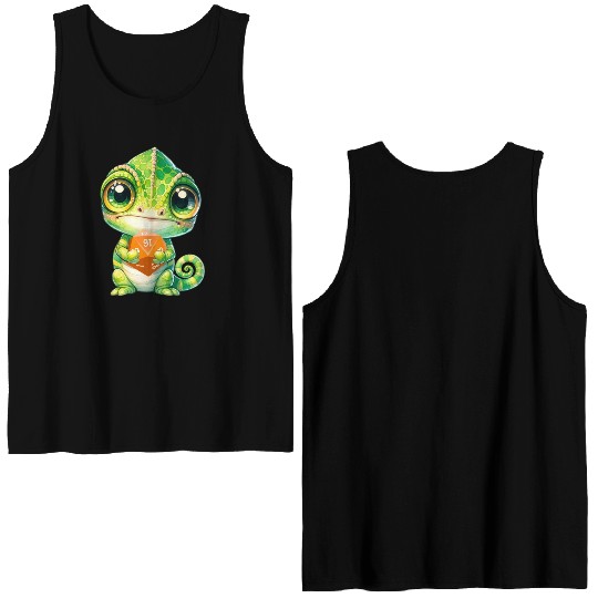 Chameleon Holding 20-sided Dice Double Sided Tank Tops