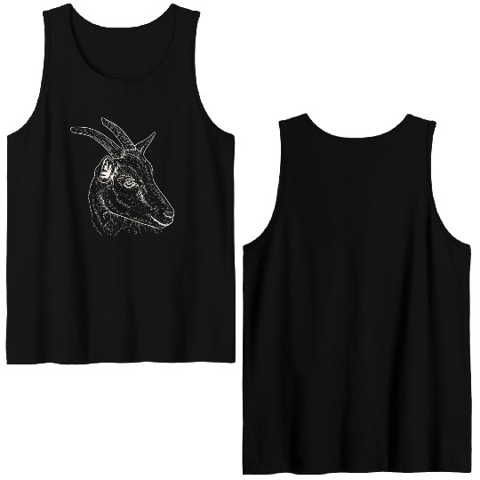 Goat Head - Line Art Double Sided Tank Tops