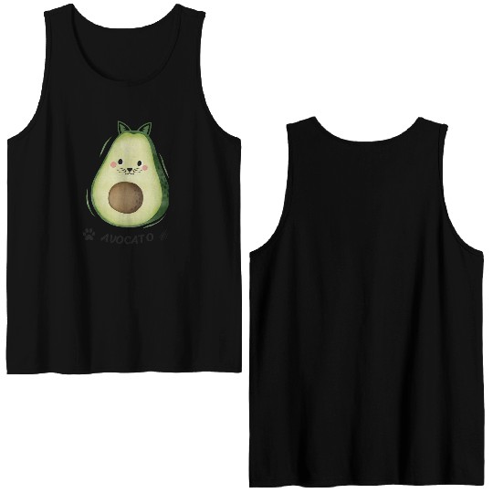 Avocado Cat Double Sided Tank Tops