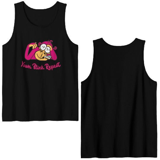 Sleepy Monkey's Mantra: Yawn, Blink, Repeat Double Sided Tank Tops