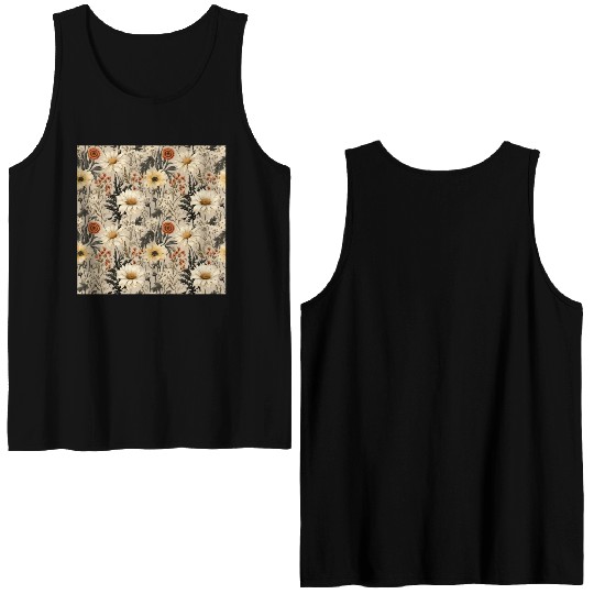 Delicate Wildflowers Pattern Double Sided Tank Tops