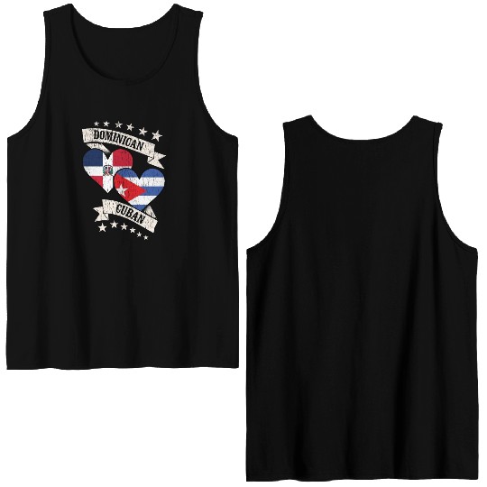 Dominican Cuban Heart Flags Dominican Republic Cub Double Sided Tank Tops