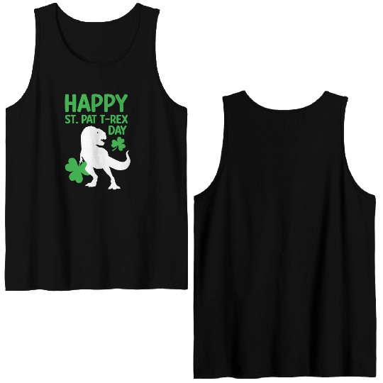Funny Happy St. Pat T-Rex Day Double Sided Tank Tops