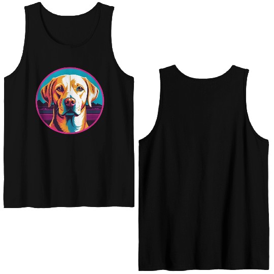 Synthwave Labrador Retriever 2 Double Sided Tank Tops