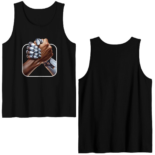 Embracing the Human-Robot Alliance Double Sided Tank Tops