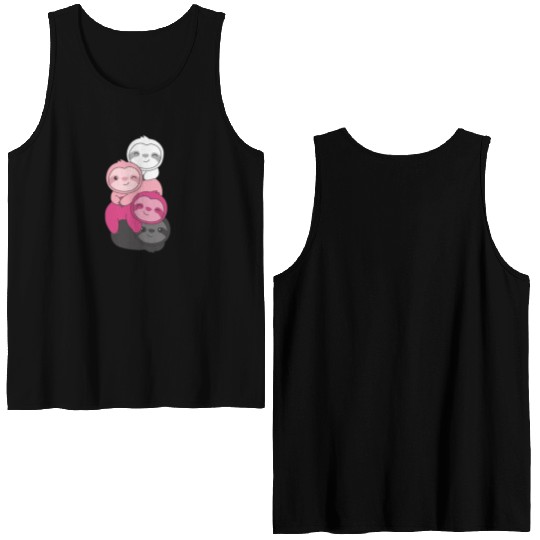 Transfem Flag Pride Lgbtq Cute Sloth Double Sided Tank Tops
