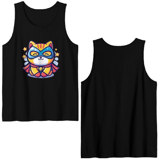 Superhero Kawaii Cat Double Sided Tank Tops