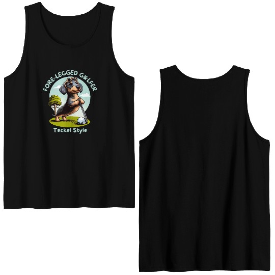 Cute Teckel Dog lovers and Golf players Double Sided Tank Tops