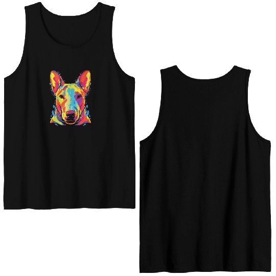 Watercolor Colorful Miniature Bull Terrier Double Sided Tank Tops