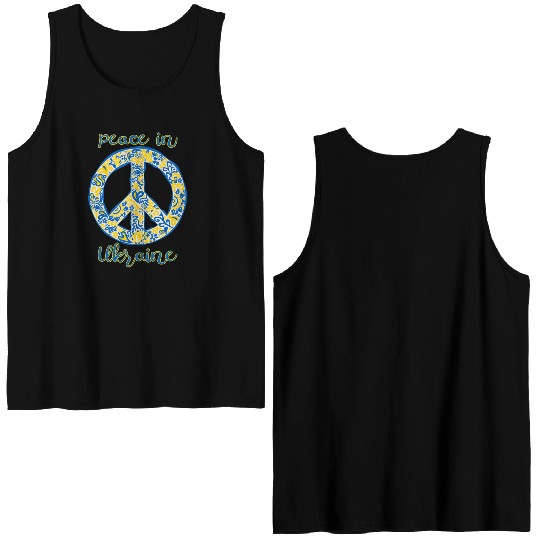 Peace in Ukraine typography with pacific symbol Double Sided Tank Tops