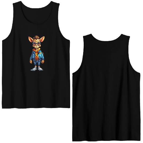 Cute Giraffe Cartoon Double Sided Tank Tops
