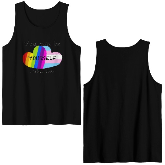 Pride hearts - You can be yourself with me Double Sided Tank Tops