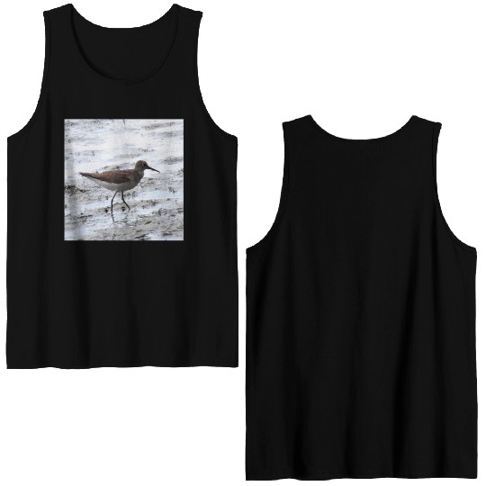 Sandpiper walking along the shore Double Sided Tank Tops